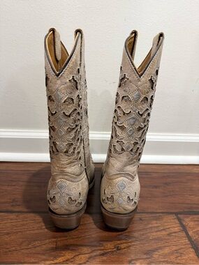 Corral Teens Taupe Lace-Up Cutout Western Boots